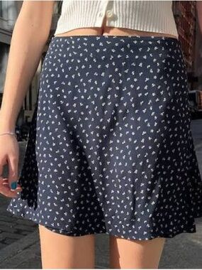 Brandy Melville Navy blue Floral Tie-Waist wrap skirt Women's Skirt
